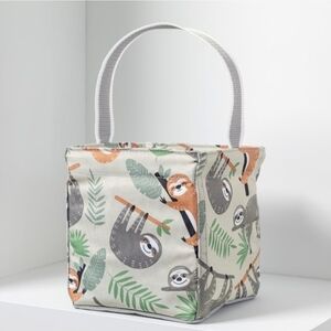 Thirty-One Sloth Print Storage Bin - Cream and Gray